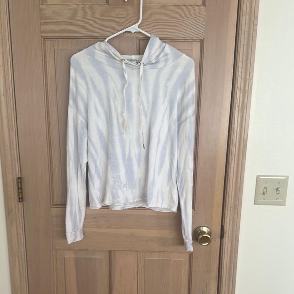 White and Blue Tie-Dye Hoodie